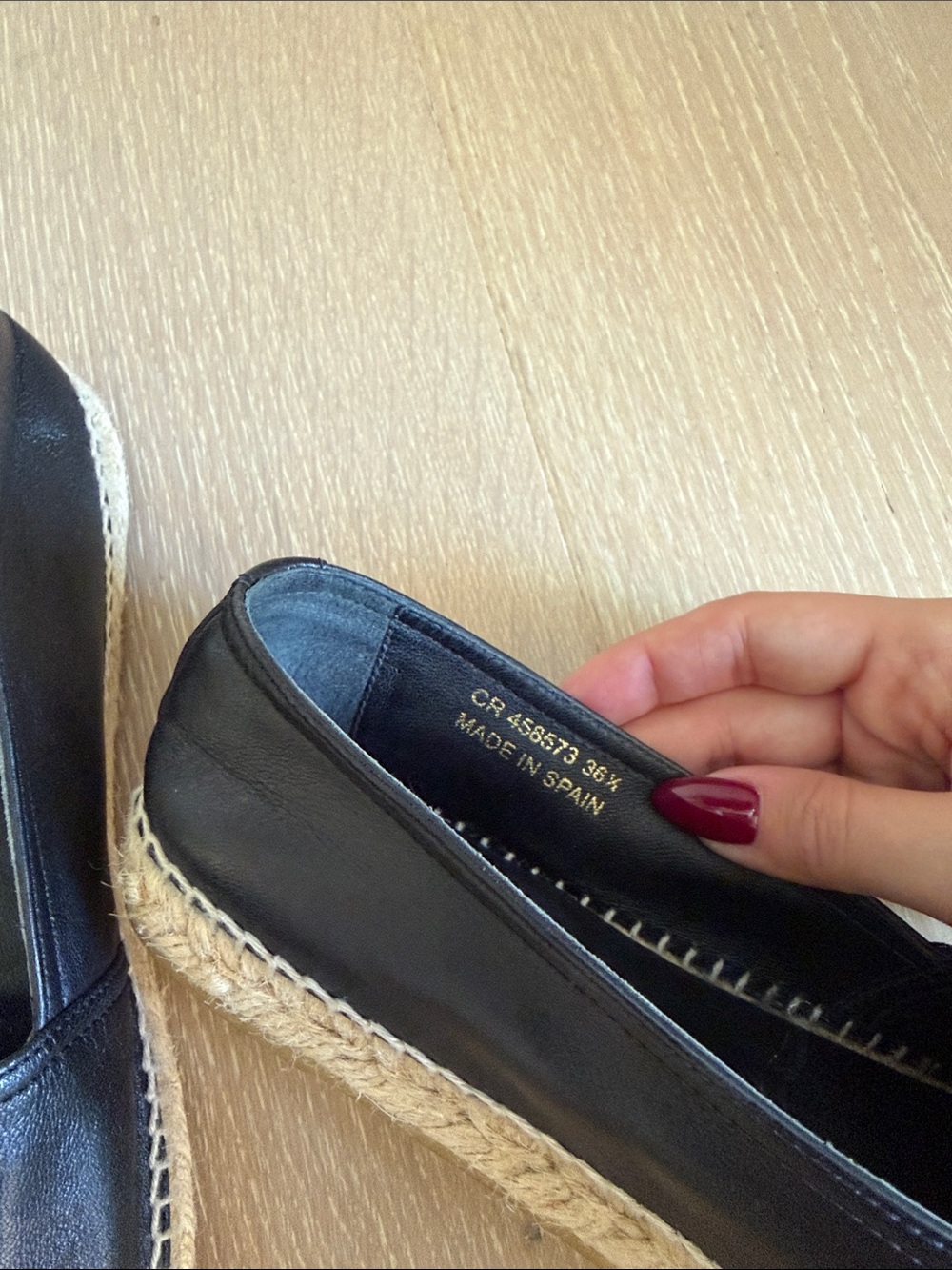 Saint Laurent Black Leather Espadrilles with Embossed Logo - Picture 3 of 5